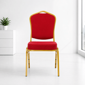 Premium Red Banquet Conference Chair | Stackable Event & Church Chair – Heavy Duty Gold Frame