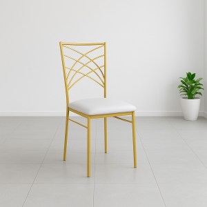 Gold Event Chair with White Cushioned Seat