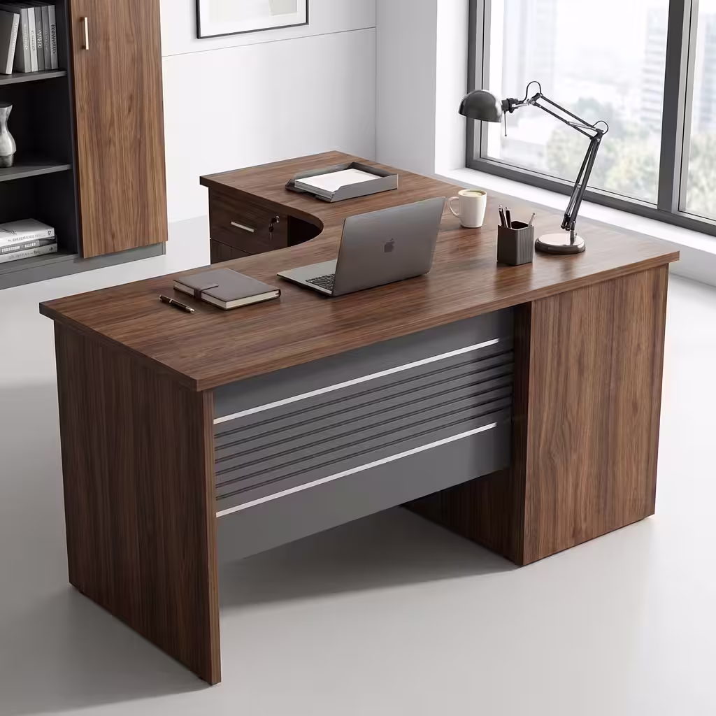 Modern Executive Office Desk with Storage and Cable Management