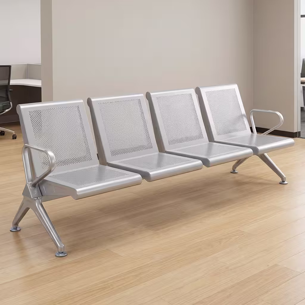 4 Seater Mesh Waiting Bench – Metal Reception Chairs