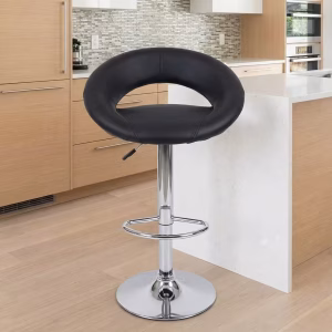 Adjustable Swivel Bar Stool with Backrest – Black